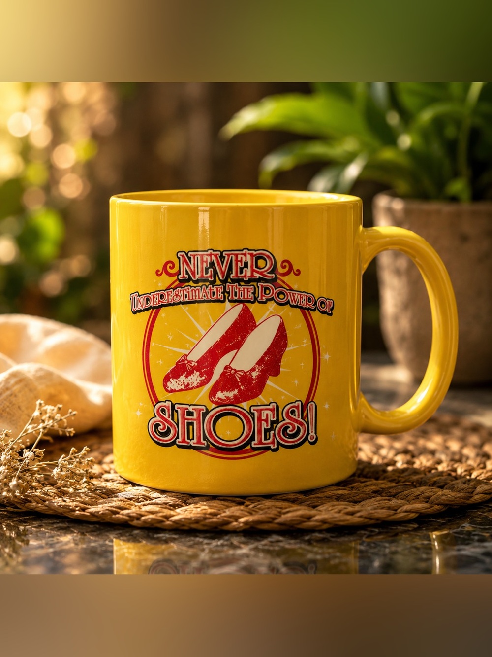 Wizard of Oz “Never Underestimate the Power of Shoes” Yellow Mug • Standard Size